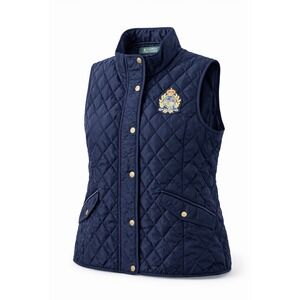 Lauren Ralph Lauren Women's Quilted Vest Black Crest Logo XL EUC